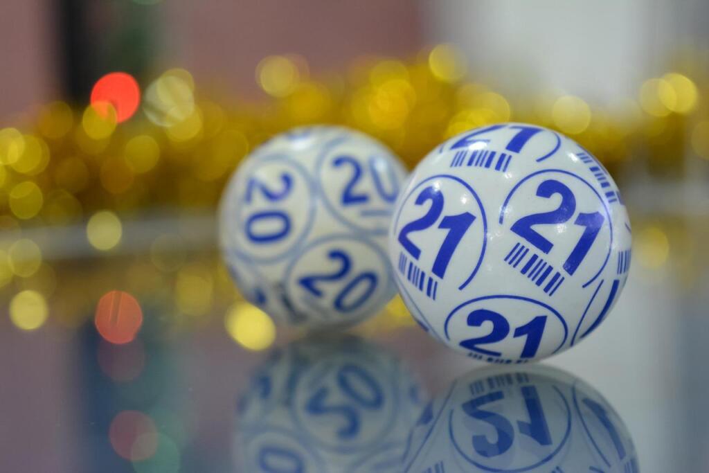 white and blue lottery balls